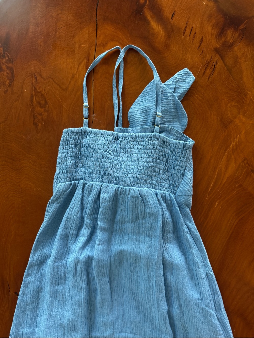 Faithfull the Brand Verona Textured Light Blue Knot-Front Maxi Dress NWT - Picture 5 of 7